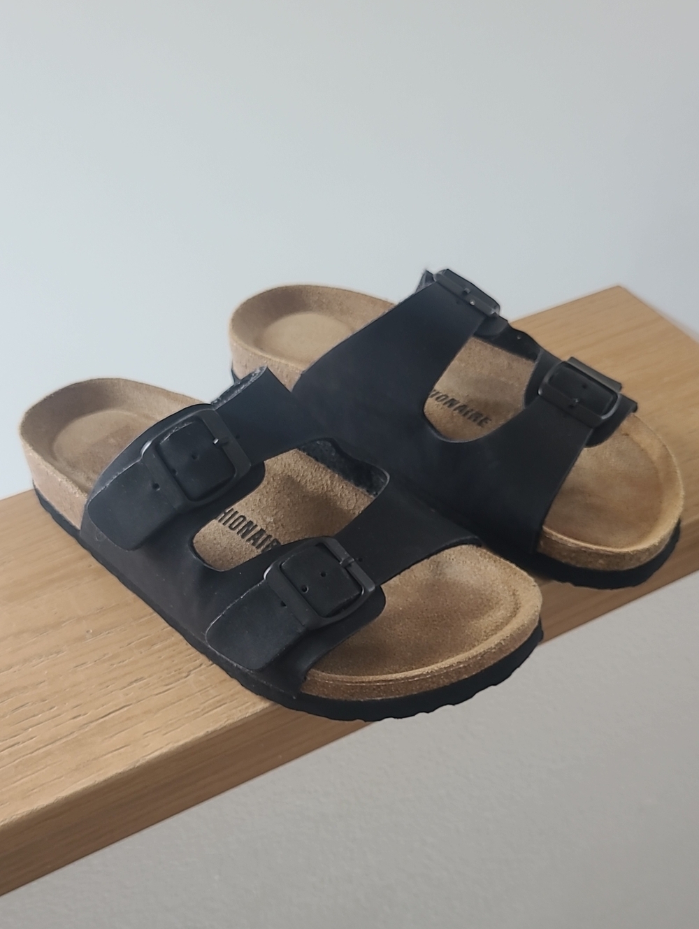 Black Double Buckle Slide Sandals